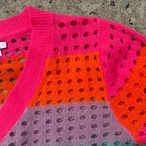 Brodie Cashmere 100% Rare Unique Vintage Small Knit Sweater Rainbow Colorful - Picture 5 of 6
